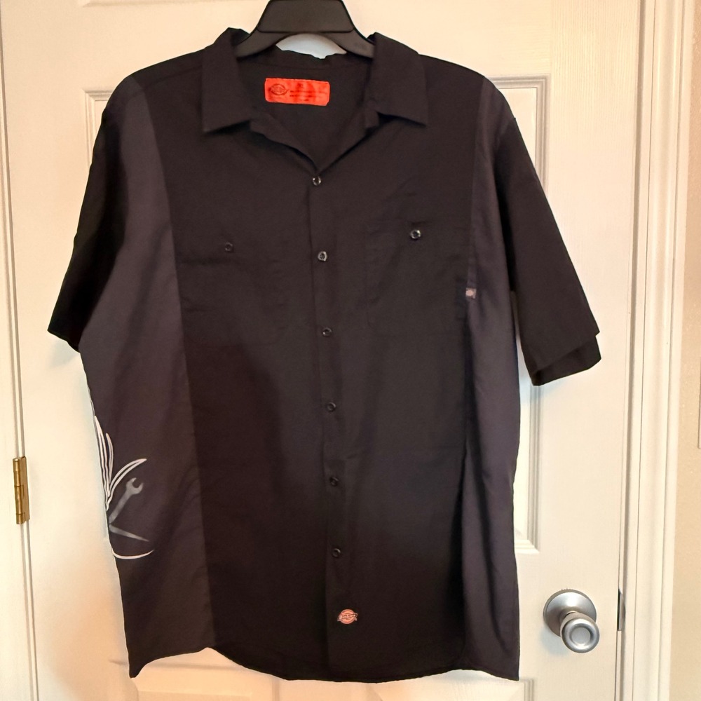 Dickies Willis Steel LLC Work Shirt Mens XL Black Grey Wrench Graphic